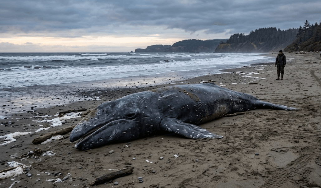 Baleine grise échouée